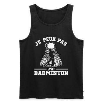 Je Peux Pas J’Ai Badminton - Débardeur bio Premium Homme - noir - Devant - AI Model Male 178 light (178cm)
