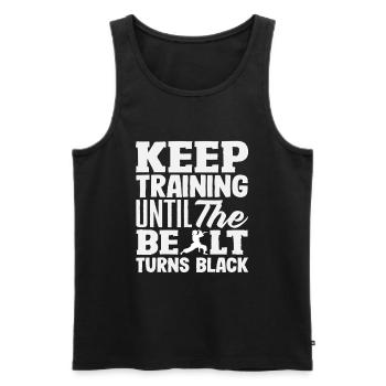 Train until the belt turns black Karate - Men's Premium Organic Tank Top - black - Front - AI Model Male 178 light (178cm)
