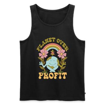 Ecologist Ecology Planet Over Profit - Men's Premium Organic Tank Top - black - Front - AI Model Male 178 light (178cm)