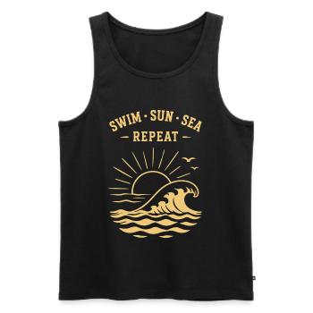 Swim Sun Sea Repeat Summer Waves Ocean - Men's Premium Organic Tank Top - black - Front - AI Model Male 178 light (178cm)