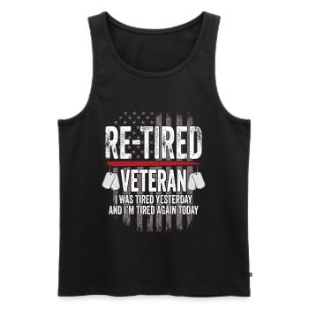 Zurückgetretener sarkastischer Veteran im Ruhestand - Männer Premium Bio Tank Top - Schwarz - Vorne - Michal (187cm)