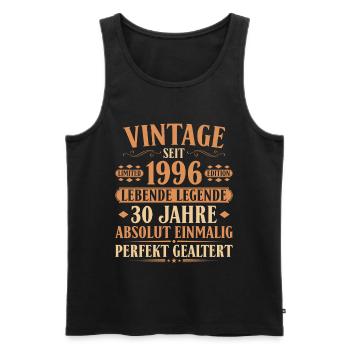 1996 Jahrgang Geburtstag 30 Jahre - Männer Premium Bio Tank Top - Schwarz - Vorne - Michal (187cm)