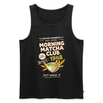 Morning Matcha Club 1948 Just Whisk It Green Tea - Men's Premium Organic Tank Top - black - Front - AI Model Male 178 light (178cm)