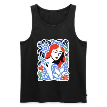 Blue Florals Porträt - Männer Premium Bio Tank Top - Schwarz - Vorne - Michal (187cm)