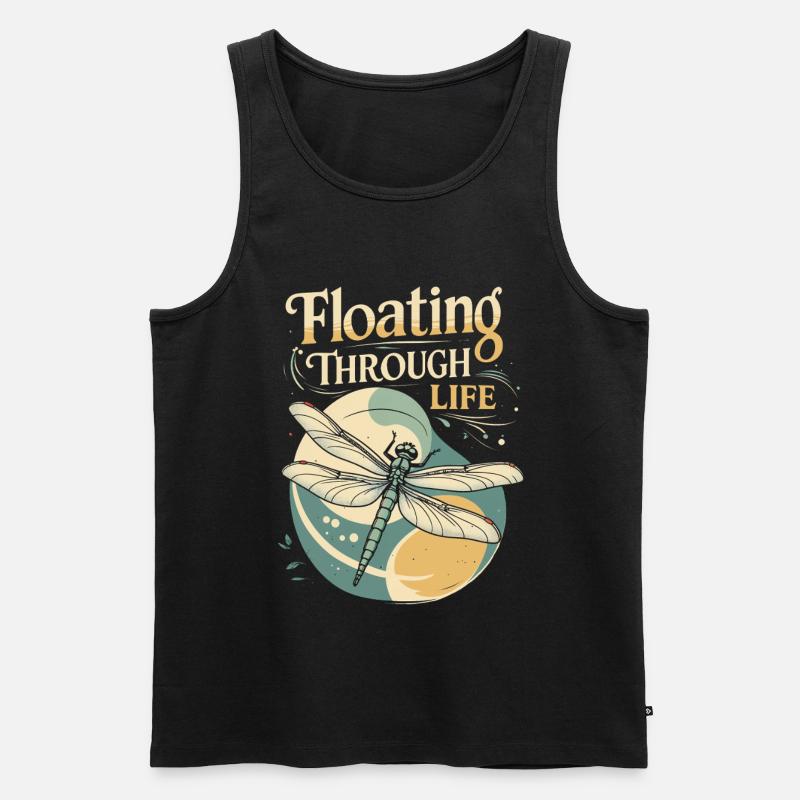 Libelle Libellen Floating Through Life - Männer Premium Bio Tank Top - Schwarz
