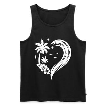 Herz Palme Blumen Ozean Welle - Männer Premium Bio Tank Top - Schwarz - Vorne - Michal (187cm)
