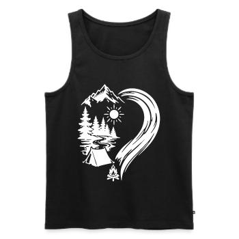 Camping Nature Adventure dans les Montagnes Heart - Débardeur bio Premium Homme - noir - Devant - AI Model Male 178 light (178cm)
