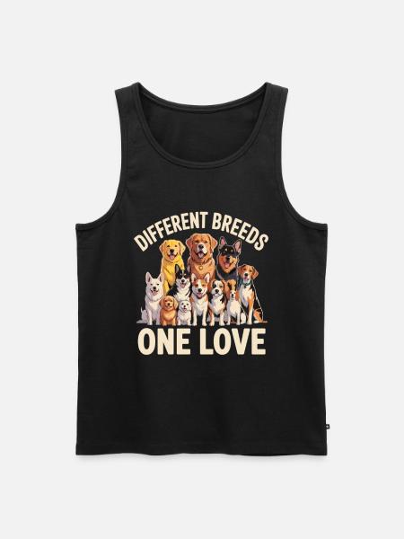 Different Breeds One Love Hunde - Männer Premium Bio Tank Top - Schwarz