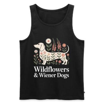 Dachshund flowers - Men's Premium Organic Tank Top - black - Front - Michal (187cm)