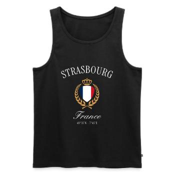 Straßburg Frankreich Wappen Krone – Reise Souvenir - Männer Premium Bio Tank Top - Schwarz - Vorne - Michal (187cm)