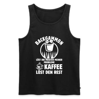 Backgammon löst meine Probleme - Kaffee Spruch - Männer Premium Bio Tank Top - Schwarz - Vorne - AI Model Male 178 light (178cm)