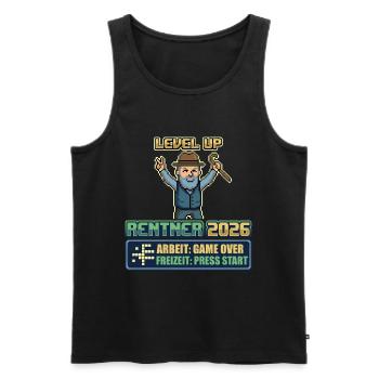 Rentner 2026 Level Up Gaming Ruhestand - Männer Premium Bio Tank Top - Schwarz - Vorne - AI Model Male 178 light (178cm)