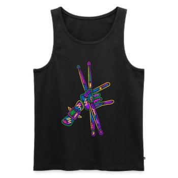 Schlagzeug Drummer bunt Kinder Jungen Schlagzeuger - Männer Premium Bio Tank Top - Schwarz - Vorne - AI Model Male 178 light (178cm)