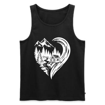 Heart Mountains Hut, nature Adore la randonnée - Débardeur bio Premium Homme - noir - Devant - Michal (187cm)