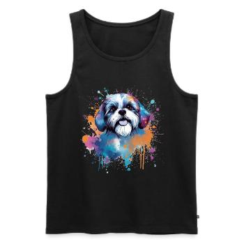 Vibrant Pup Splash Shih Tzu - Men's Premium Organic Tank Top - black - Front - Michal (187cm)