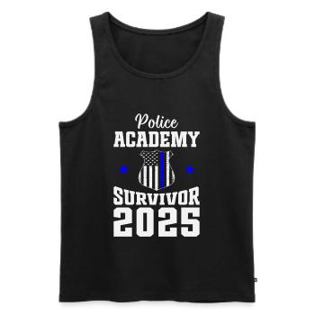 Police des Survivants de l’Académie de Police 2025 - Débardeur bio Premium Homme - noir - Devant - Michal (187cm)