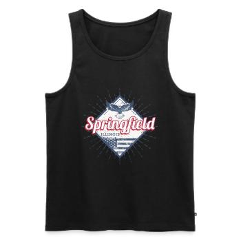 Springfield City, Illinois, États-Unis, États-Unis - Débardeur bio Premium Homme - noir - Devant - AI Model Male 178 light (178cm)