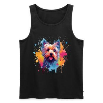 Art coloré de chien Yorkshire Terrier - Débardeur bio Premium Homme - noir - Devant - Michal (187cm)