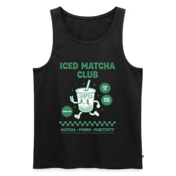 Eisgekühlter Matcha Club Matcha Power Positivität Lustig - Männer Premium Bio Tank Top - Schwarz - Vorne - AI Model Male 178 light (178cm)