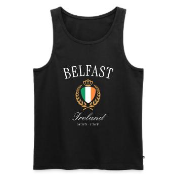Couronne des armoiries de Belfast en Irlande du Nord – Souvenir de voyage - Débardeur bio Premium Homme - noir - Devant - AI Model Male 178 light (178cm)