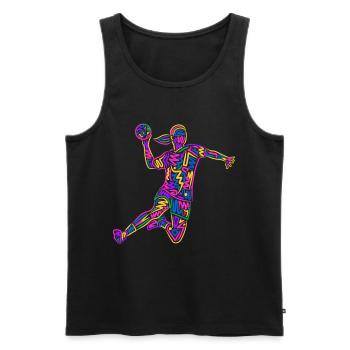 Handball Handballspielerin bunte Handballerin - Männer Premium Bio Tank Top - Schwarz - Vorne - Michal (187cm)