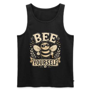 Bee Yourself Vintage Graphic - Men's Premium Organic Tank Top - black - Front - AI Model Male 178 light (178cm)
