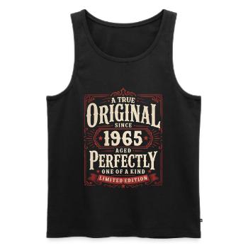 61. Geburtstag Geschenk Original Jahrgang 1965 - Männer Premium Bio Tank Top - Schwarz - Vorne - Michal (187cm)