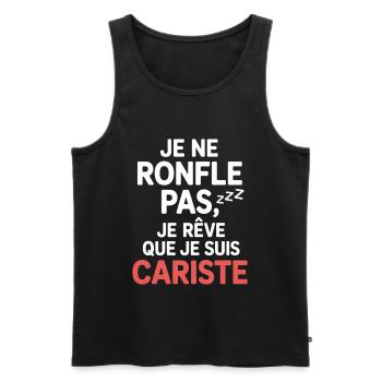 T-Shirt Cariste Humour Cadeau Collègue Fêtes Drôle - Débardeur bio Premium Homme - noir - Devant - Michal (187cm)