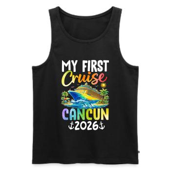 My First Cruise Cancun 2026 - Men's Premium Organic Tank Top - black - Front - AI Model Male 178 light (178cm)
