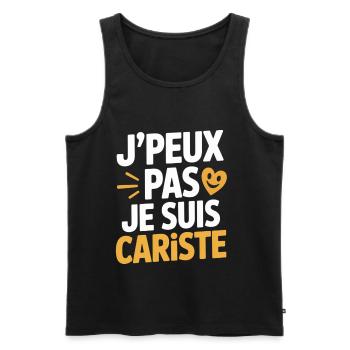 T-Shirt Humour Cariste Chariot Élévateur Gerbeur - Débardeur bio Premium Homme - noir - Devant - AI Model Male 178 light (178cm)