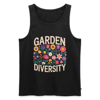 Jardin Diversité Florale - Débardeur bio Premium Homme - noir - Devant - Michal (187cm)