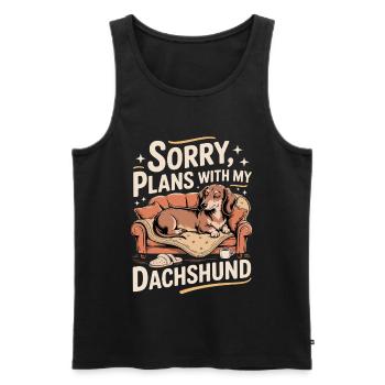 Dachshunds instead of plans - Men's Premium Organic Tank Top - black - Front - AI Model Male 178 light (178cm)