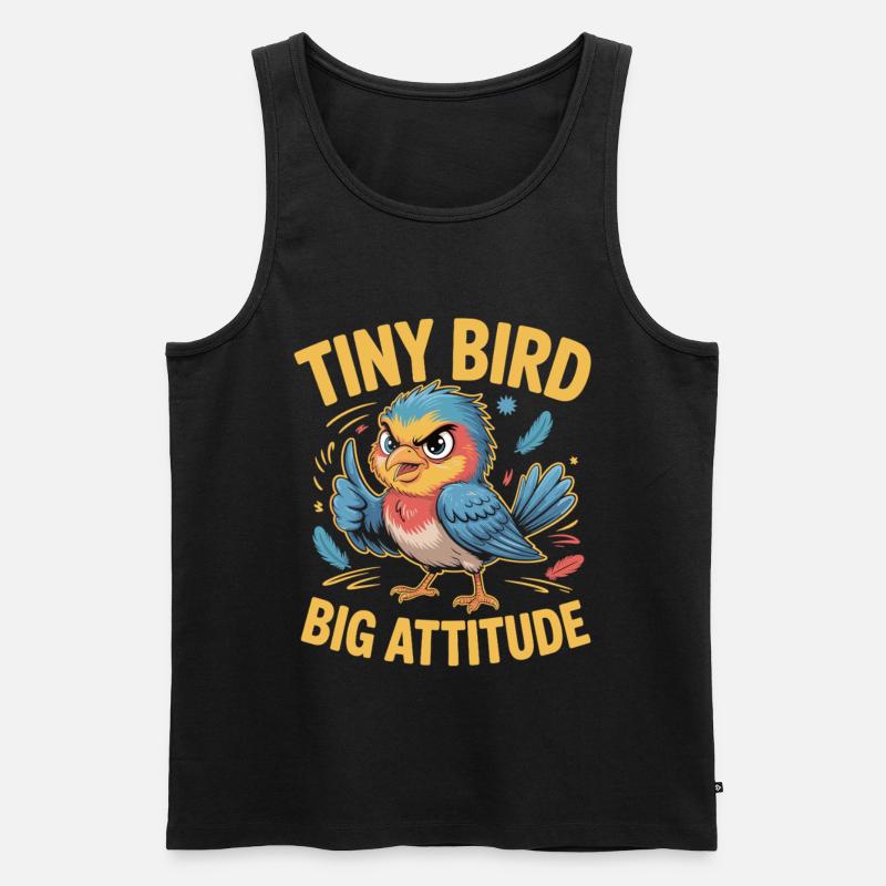 Tiny Bird Big Attitude Vogel Spruch - Männer Premium Bio Tank Top - Schwarz