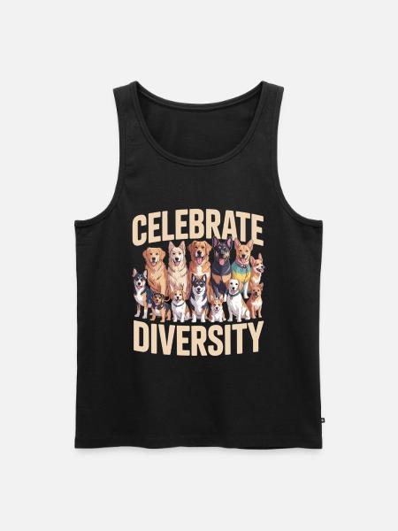 Celebrate Dog Diversity Hunde - Männer Premium Bio Tank Top - Schwarz