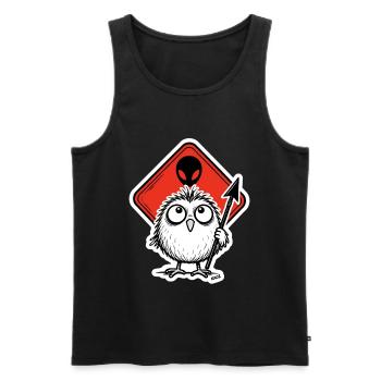 Eule mit Alien-Zeichen - Männer Premium Bio Tank Top - Schwarz - Vorne - Michal (187cm)