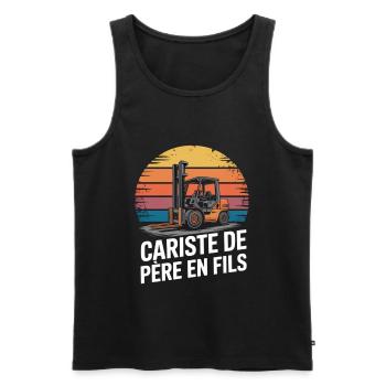 Humour Cariste De Père En Fils Cadeau Métier  - Débardeur bio Premium Homme - noir - Devant - Michal (187cm)