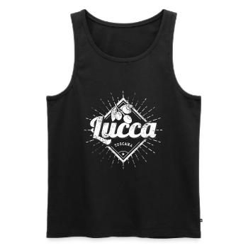 Lucca Toskana in Italien mit Oliven Souvenir - Männer Premium Bio Tank Top - Schwarz - Vorne - Michal (187cm)
