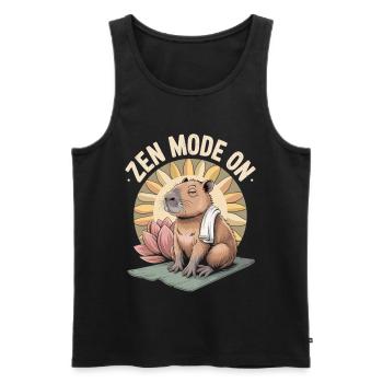 Capybara T-Shirt Zen Mode On - Men's Premium Organic Tank Top - black - Front - AI Model Male 178 light (178cm)