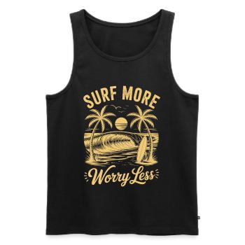 Surfez plus, inquiétez-vous, moins de vagues de vacances d’été - Débardeur bio Premium Homme - noir - Devant - Michal (187cm)