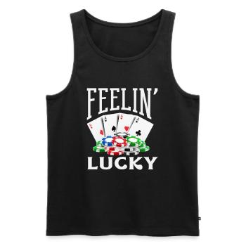 Happiness Casino Gambling Poker Card Game - Men's Premium Organic Tank Top - black - Front - Michal (187cm)