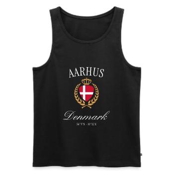Couronne des armoiries Danemark d’Aarhus – Souvenir de voyage - Débardeur bio Premium Homme - noir - Devant - AI Model Male 178 light (178cm)