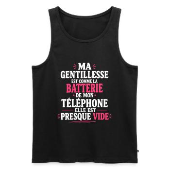 gentillesse vide Cadeau humour personnalisé - Débardeur bio Premium Homme - noir - Devant - Michal (187cm)