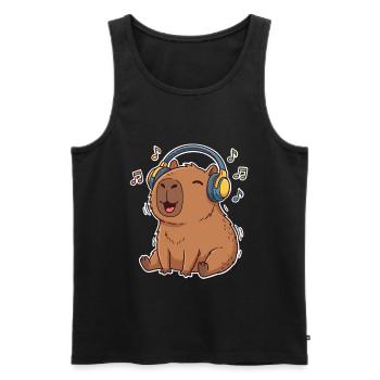 Capybara Music Singing - Men's Premium Organic Tank Top - black - Front - AI Model Male 178 light (178cm)