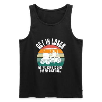 Retro Golf Cart Sunset - Men's Premium Organic Tank Top - black - Front - AI Model Male 178 light (178cm)