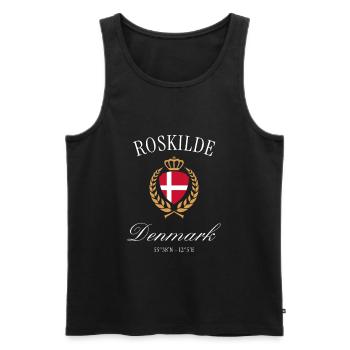 Roskilde Dänemark Wappen Krone – Reise Souvenir - Männer Premium Bio Tank Top - Schwarz - Vorne - AI Model Male 178 light (178cm)