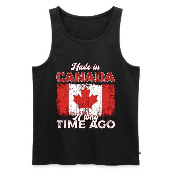 Fabriqué au Canada Il y a longtemps Racines canadiennes - Débardeur bio Premium Homme - noir - Devant - Michal (187cm)