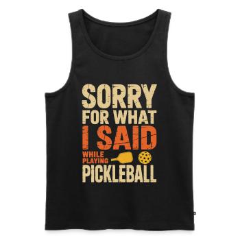Pickleball T-shirt for players for training - Men's Premium Organic Tank Top - black - Front - Michal (187cm)