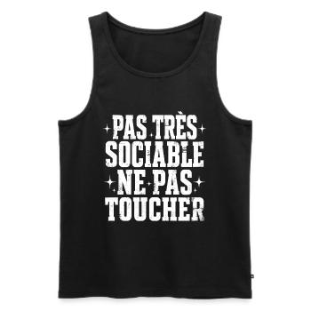 pas sociable Cadeau humour personnalisé - Débardeur bio Premium Homme - noir - Devant - Michal (187cm)