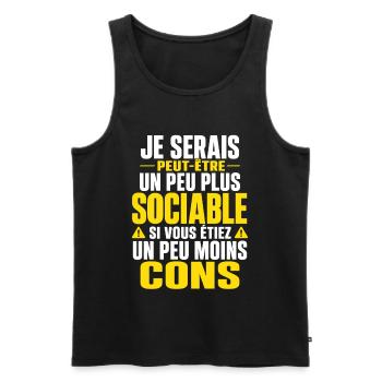 pas sociable Cadeau humour personnalisé - Débardeur bio Premium Homme - noir - Devant - Michal (187cm)