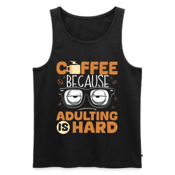 Funny saying: Coffee lovers grow up - Men's Premium Organic Tank Top - black - Front - AI Model Male 178 light (178cm)